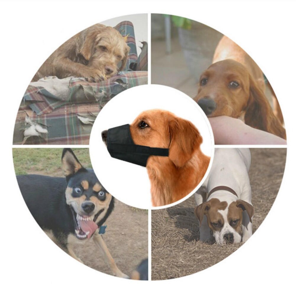 HKM-527891 Adjustable Soft Breathable Nylon Dog Muzzle for Small, Medium, and Large Dogs - Anti-Chewing and Barking Solution