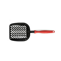 HKM-313875 Extra Large Black Coated Aluminum Alloy Cat Litter Shovel with Multiple Hole Options for Efficient Waste Removal