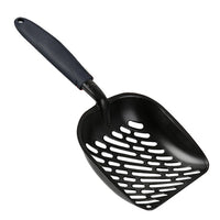 HKM-313875 Extra Large Black Coated Aluminum Alloy Cat Litter Shovel with Multiple Hole Options for Efficient Waste Removal