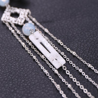 HKM-245715 Vintage Silver Floral Headdress with Pearls - Hanfu Tassel Hairpin