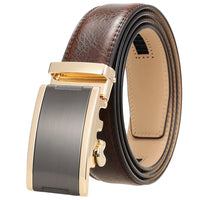 HKM-365715 Automatic Buckle Cowhide Belt for Men with Custom Logo Press Feature