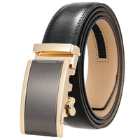 HKM-365715 Automatic Buckle Cowhide Belt for Men with Custom Logo Press Feature