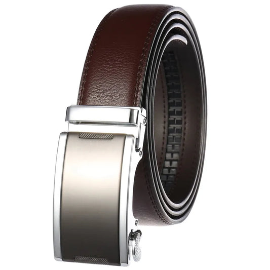 HKM-365715 Automatic Buckle Cowhide Belt for Men with Custom Logo Press Feature