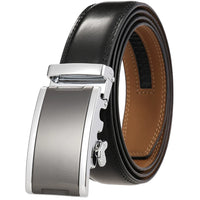 HKM-365715 Automatic Buckle Cowhide Belt for Men with Custom Logo Press Feature