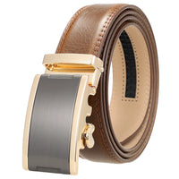 HKM-365715 Automatic Buckle Cowhide Belt for Men with Custom Logo Press Feature