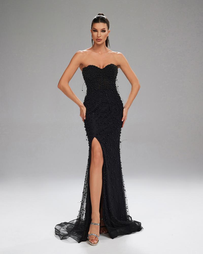 HKM-498771 Elegant Black Evening Gown for Sophisticated Events and Occasions