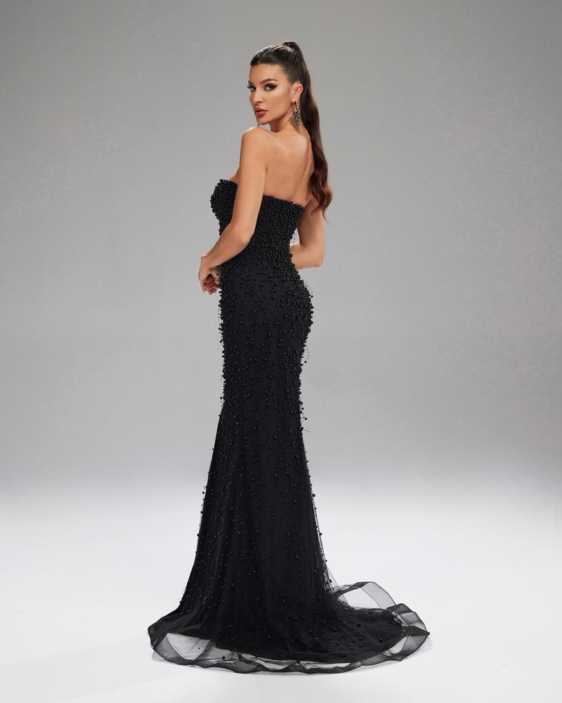 HKM-498771 Elegant Black Evening Gown for Sophisticated Events and Occasions