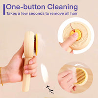 HKM-673171 Self-Cleaning Pet Grooming Brush for Cats and Dogs - 2-in-1 Deshedding and Massage Tool with 140¡ã Angled Wire Needle