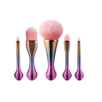 HKM-032787 5-Piece Nylon Makeup Brush Set with Plastic Handles