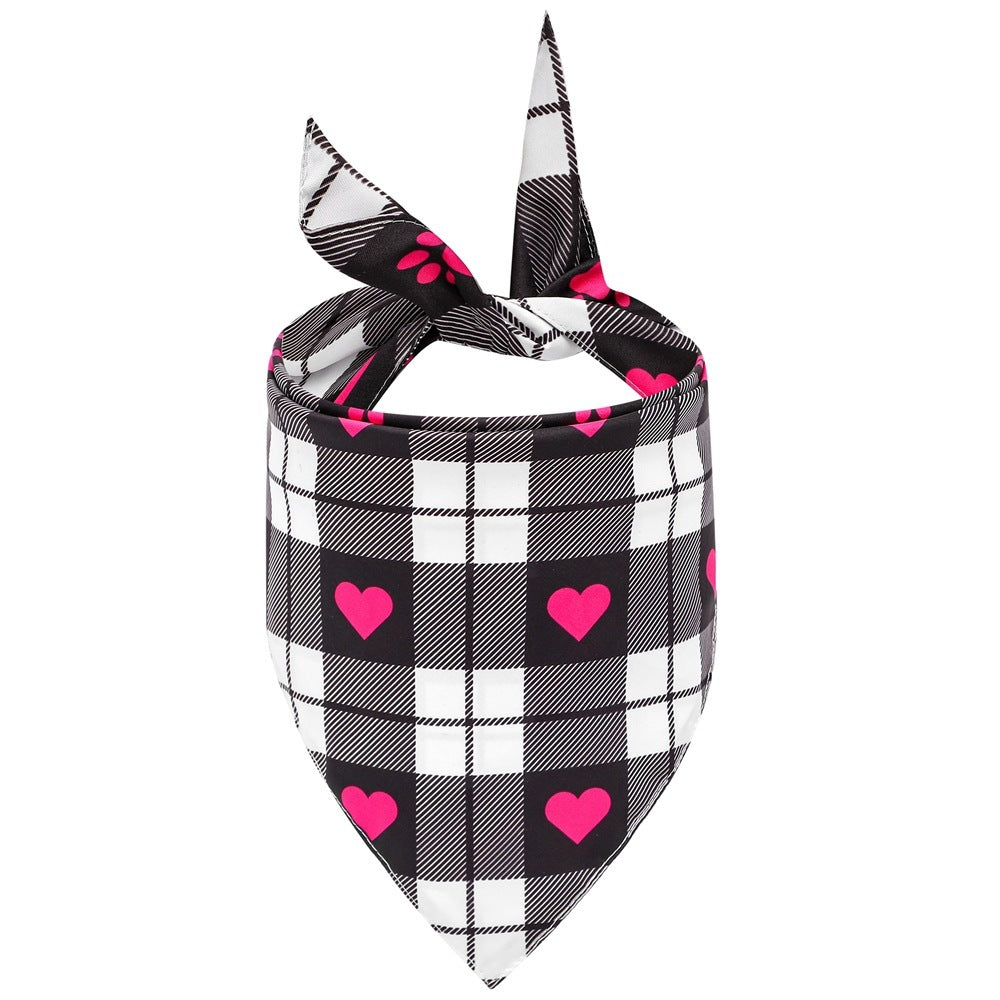 HKM-453843 Valentine's Day Cartoon Triangle Scarf for Pets - Dog Saliva Towel in Various Styles
