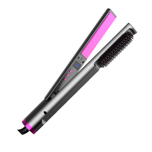 HKM-172115 Adjustable Temperature Hair Straightener with Straightening Comb and 360° Rotating Cord, Universal Voltage 100-240V