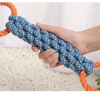 HKM-803539 Durable Cotton Knot Dog Toy for Chewing and Dental Care - 37cm Braided Rope Bone