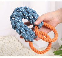 HKM-803539 Durable Cotton Knot Dog Toy for Chewing and Dental Care - 37cm Braided Rope Bone