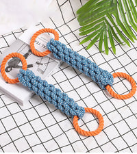 HKM-803539 Durable Cotton Knot Dog Toy for Chewing and Dental Care - 37cm Braided Rope Bone
