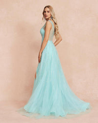 HKM-842259 Elegant Blue Dress for Women - Model EZ25107