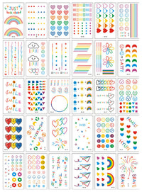 HKM-793619 Colorful Smiley Face Tattoo Stickers - Water Transfer Printing, 30 Designs Per Set