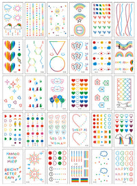 HKM-793619 Colorful Smiley Face Tattoo Stickers - Water Transfer Printing, 30 Designs Per Set