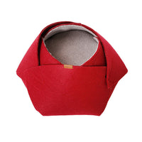 HKM-924051 Four Seasons Removable Felt Cat Nest with Lamb Down, 47x40x25 cm, Red