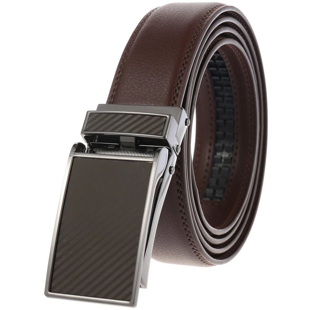 HKM-558867 Automatic Cow Hide Ratchet Belt – Custom Logo Printable, 3.1cm Width