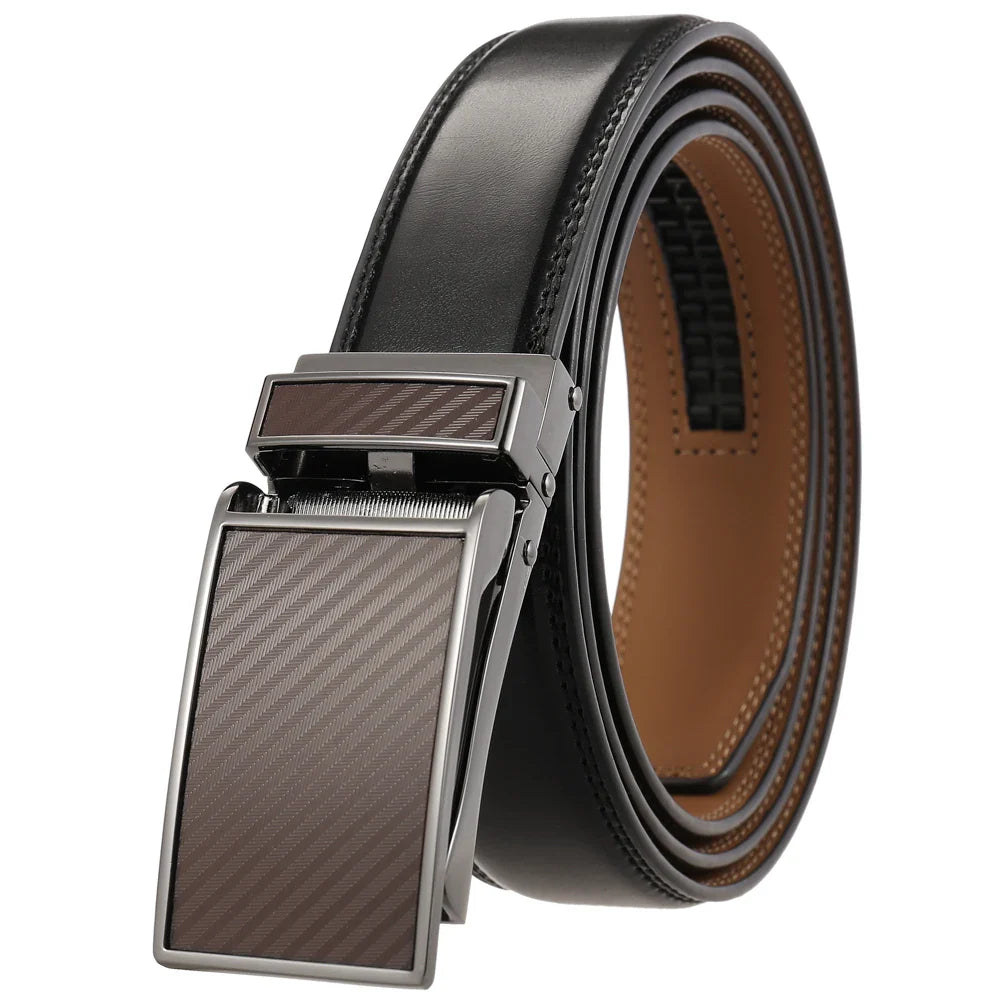 HKM-558867 Automatic Cow Hide Ratchet Belt – Custom Logo Printable, 3.1cm Width