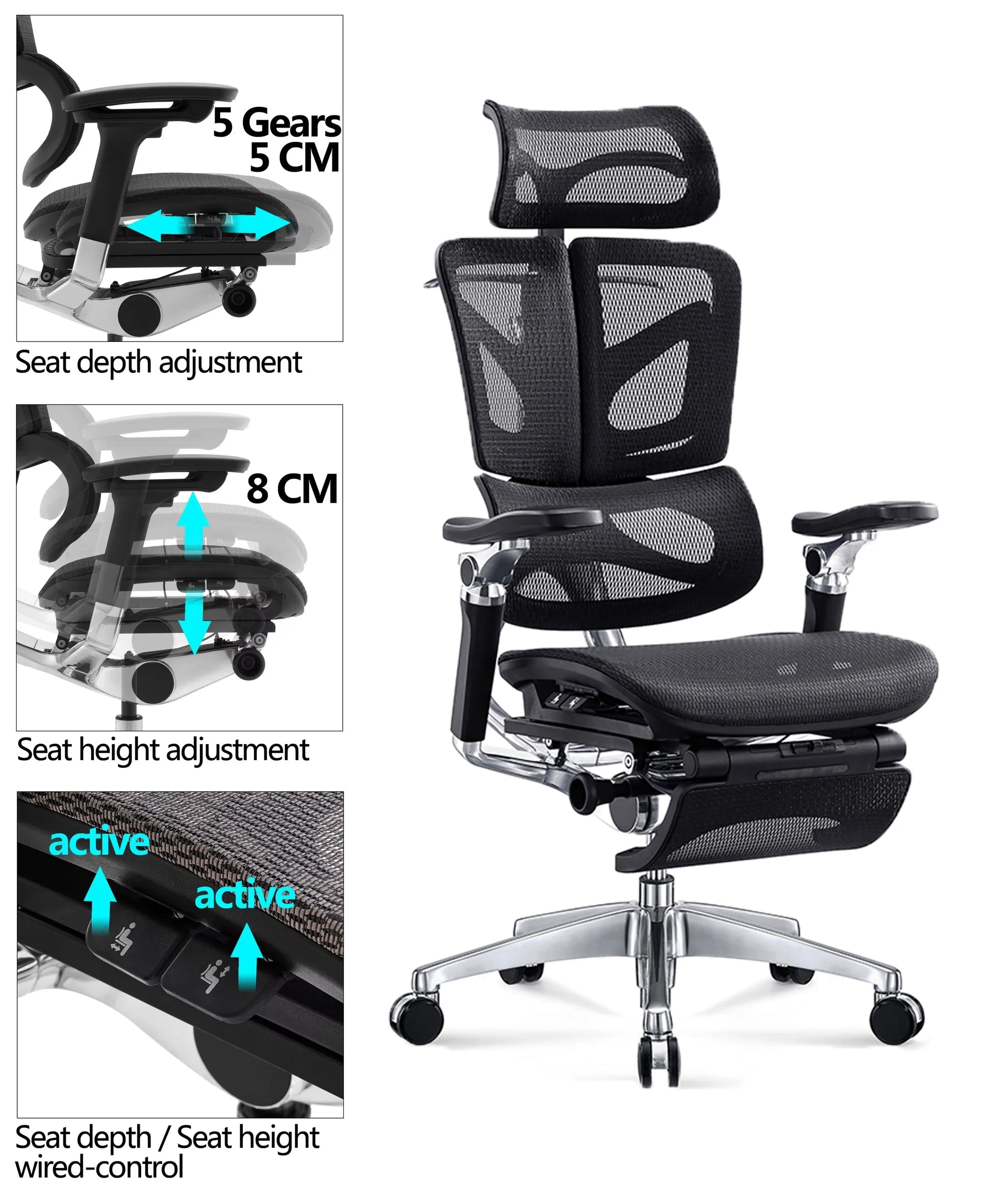KTX-612627 Ergonomic 7D Armrest Swivel Office Chair for Executive Use