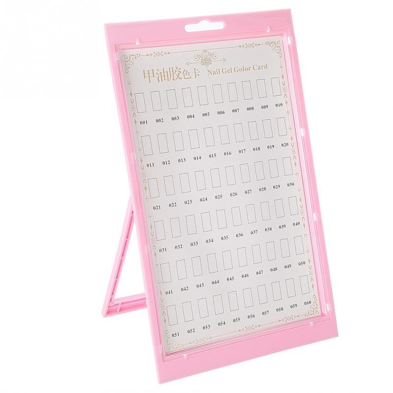 HKM-117843 Nail Art Display Color Card Exhibition Board - 60 Color Display with Manicure Tools in Pink and White