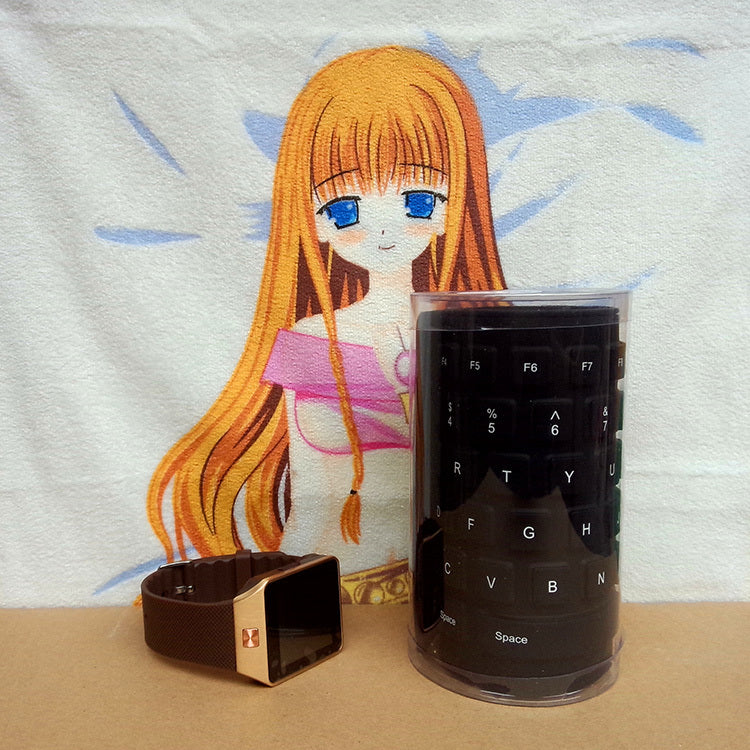 KTX-909075 Foldable Curved USB Bluetooth Keyboard - Silent, Waterproof, 103 Keys, Compact Design