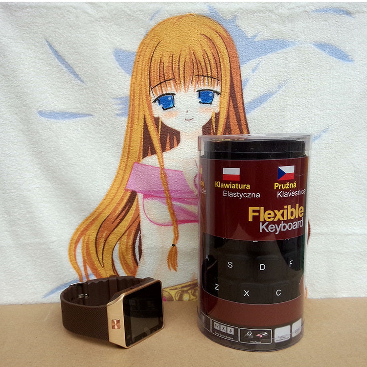 KTX-909075 Foldable Curved USB Bluetooth Keyboard - Silent, Waterproof, 103 Keys, Compact Design