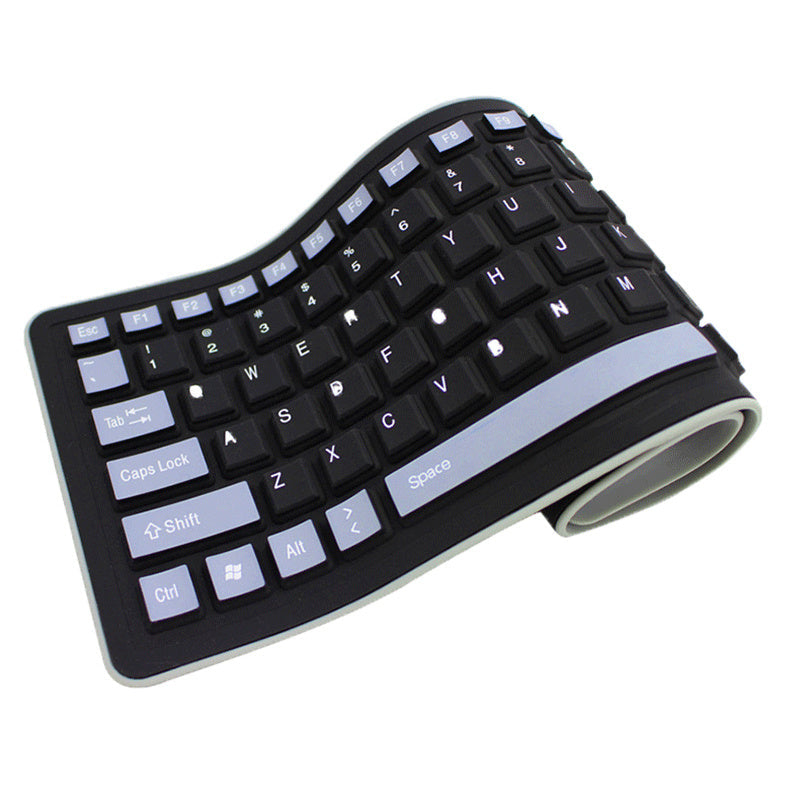 KTX-909075 Foldable Curved USB Bluetooth Keyboard - Silent, Waterproof, 103 Keys, Compact Design
