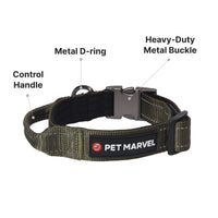 HKM-555731 Tactical Dog Collar with Handle - 1.25 In Wide, Padded Nylon with Quick-Release Clasp and Airtag Case