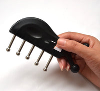 HKM-772627 Stainless Steel Gua Sha Shampoo Massage Comb with Round Head - Black Finish