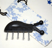 HKM-772627 Stainless Steel Gua Sha Shampoo Massage Comb with Round Head - Black Finish