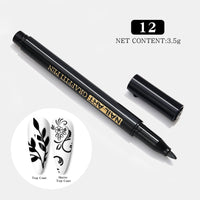 HKM-149459 Nail Art Painting Pen Set with One-Step Glue - 12 Color Smudge Pens and Dot Tool