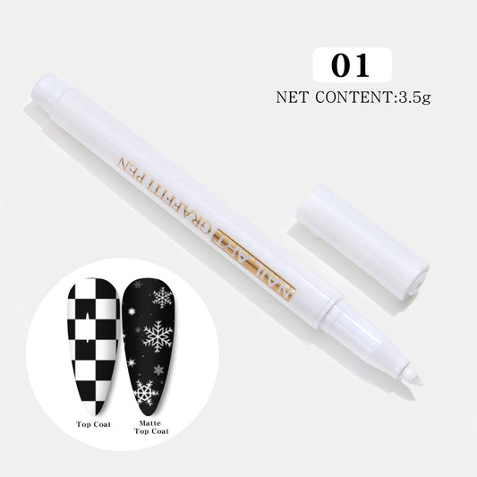 HKM-149459 Nail Art Painting Pen Set with One-Step Glue - 12 Color Smudge Pens and Dot Tool