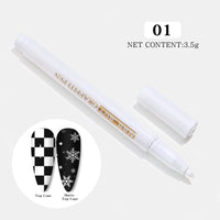 HKM-149459 Nail Art Painting Pen Set with One-Step Glue - 12 Color Smudge Pens and Dot Tool