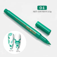 HKM-149459 Nail Art Painting Pen Set with One-Step Glue - 12 Color Smudge Pens and Dot Tool