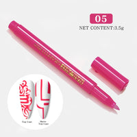 HKM-149459 Nail Art Painting Pen Set with One-Step Glue - 12 Color Smudge Pens and Dot Tool