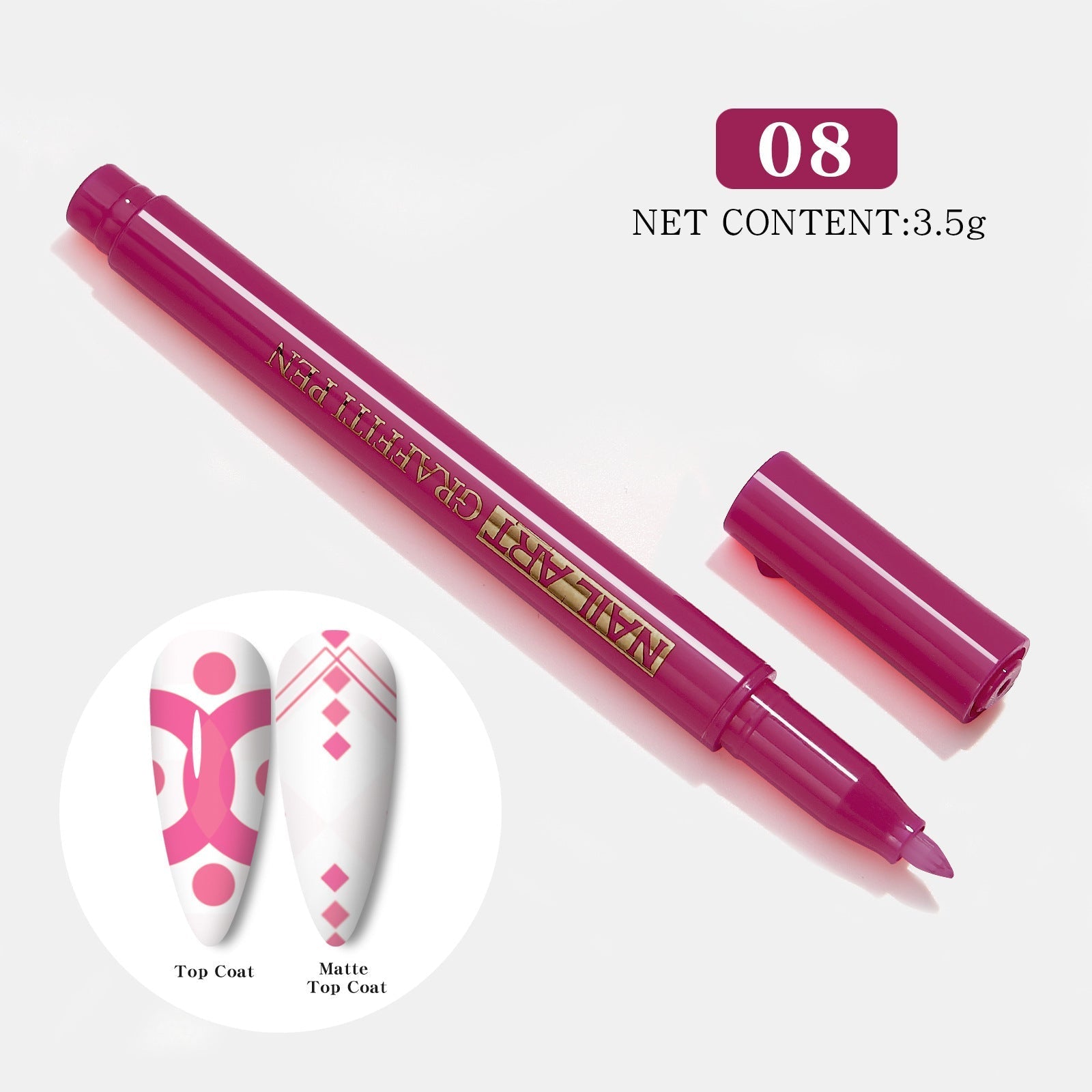 HKM-149459 Nail Art Painting Pen Set with One-Step Glue - 12 Color Smudge Pens and Dot Tool