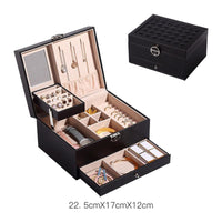 HKM-847379 European Style Large-Capacity Jewelry and Cosmetic Storage Box with Organizer Features