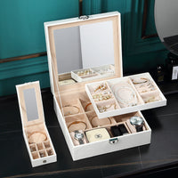 HKM-847379 European Style Large-Capacity Jewelry and Cosmetic Storage Box with Organizer Features