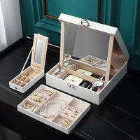 HKM-847379 European Style Large-Capacity Jewelry and Cosmetic Storage Box with Organizer Features