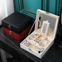 HKM-847379 European Style Large-Capacity Jewelry and Cosmetic Storage Box with Organizer Features