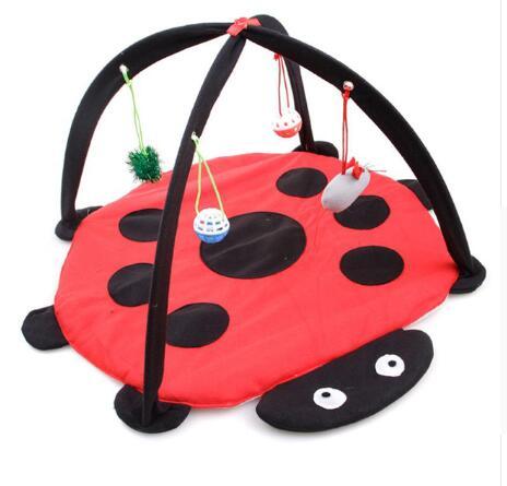 HKM-958291 Cartoon Cat Play Tent and Multifunctional Cat Hammock Bed, Foldable Cat Mat with Play Balls and Animal Patterns