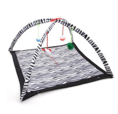 HKM-958291 Cartoon Cat Play Tent and Multifunctional Cat Hammock Bed, Foldable Cat Mat with Play Balls and Animal Patterns