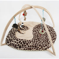 HKM-958291 Cartoon Cat Play Tent and Multifunctional Cat Hammock Bed, Foldable Cat Mat with Play Balls and Animal Patterns