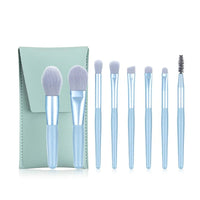 HKM-756179 Portable Soft Hair Makeup Brush Set - 8 Brushes in Pink, Khaki, Blue, Green, Lightweight EVA Pack