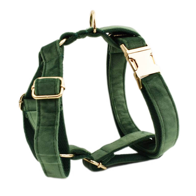 HKM-177171 Scalable Velvet Fabric Dog Collar Set with Bow, Flower, Vest, Leash & Poop Bag