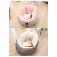 HKM-838099 Rabbit Ear Cat House and Small Dog Kennel in Cloth – Available in White and Pink, Sizes S and M