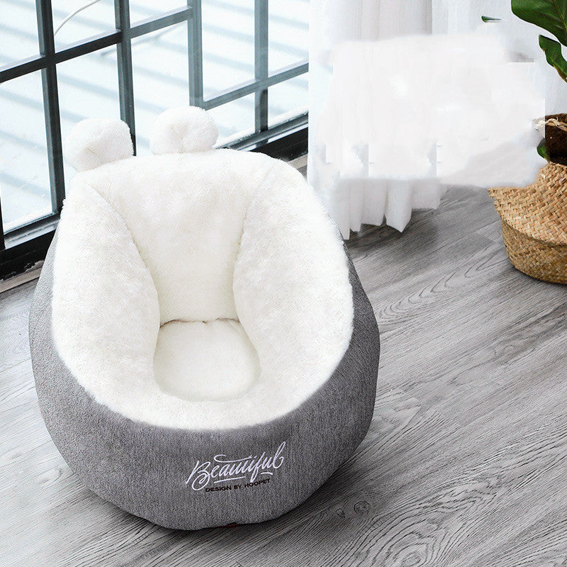 HKM-838099 Rabbit Ear Cat House and Small Dog Kennel in Cloth – Available in White and Pink, Sizes S and M