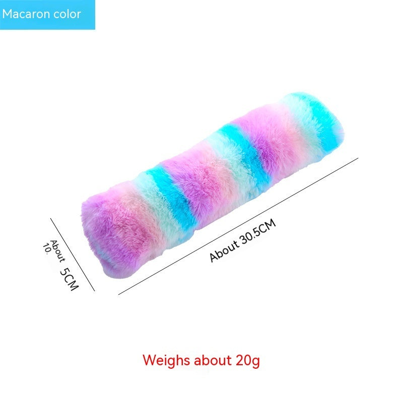 HKM-288467 Rainbow Plush Cat Pillow Toy - Soft, Colorful Pet Cuddly Companion